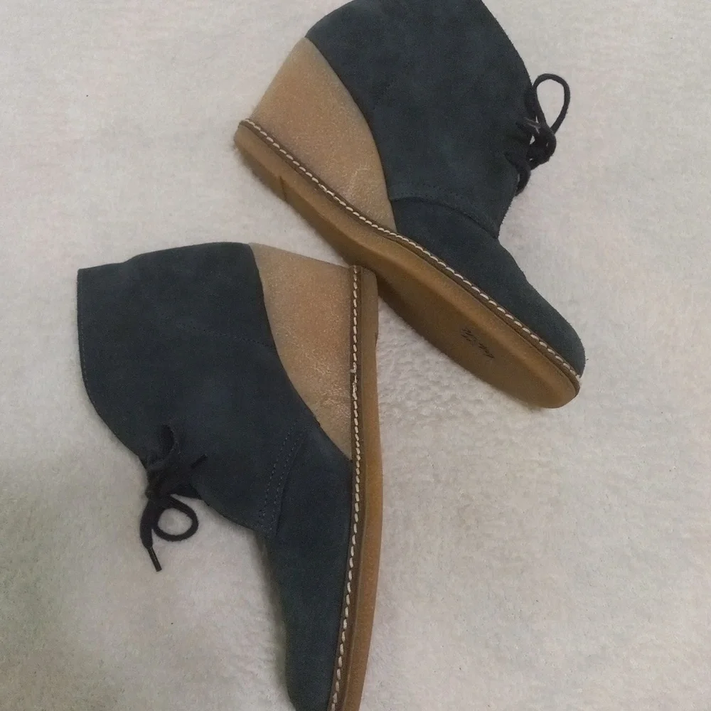 J. Crew MacAlister Dark Teal Suede Chukkas Wedge Booties NWOB